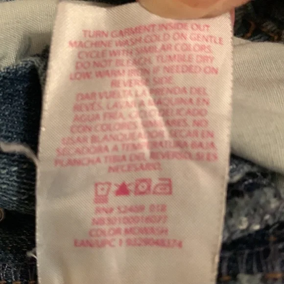 No Boundaries adorable denim distressed w/lace trim overall shorts XL(15-17) - Picture 12 of 12